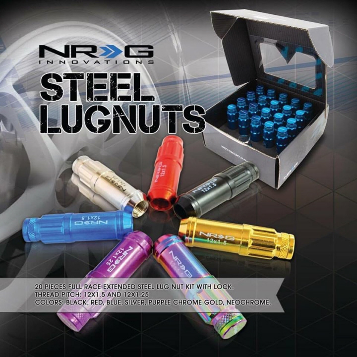 4 Piece NRG Innovations LN-L473BL Blue Extended Lug Nut set