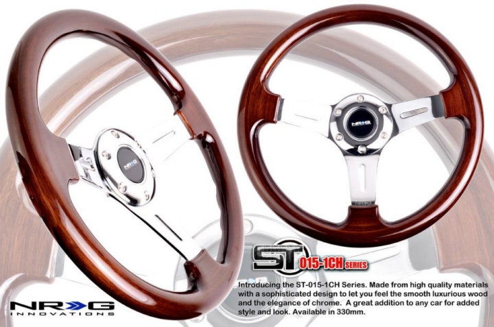 nrg classic wood grain chrome spoke steering wheel nrg part st 015 1ch