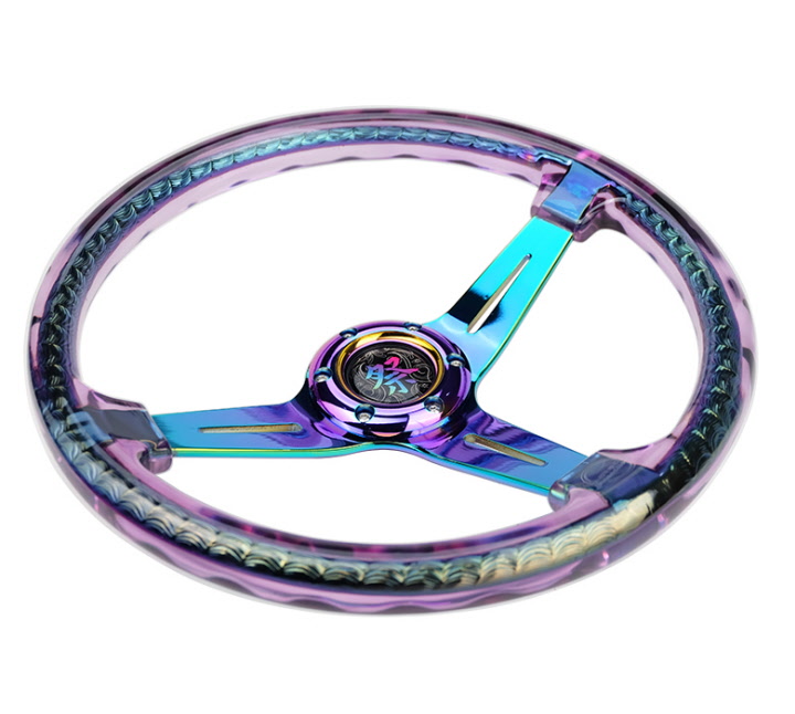 NRG Matsuri Purple Acrylic Steering Wheel with NeoChrome Spoke RST
