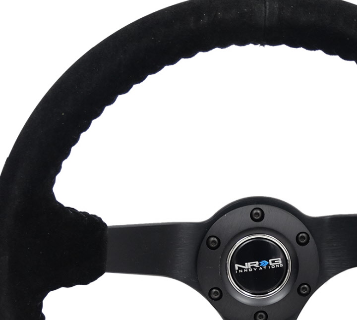 NEW NRG Deep Disc Steering Wheel 350mm Black Suede & Stitching RST-036MB-S-BK