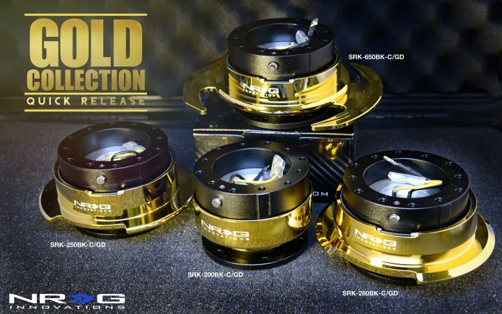 NRG Gen 2.8 Quick Release Black Body Chrome Gold Ring SRK-280BK-C/GD