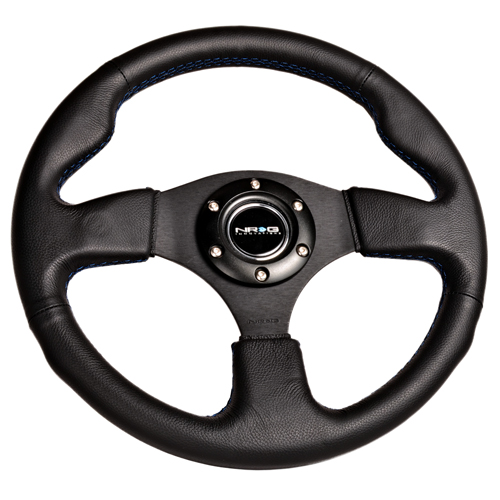 NRG Steering Wheel Race Leather with Blue Stitch 320mm Type-R Style RST-012R-BL